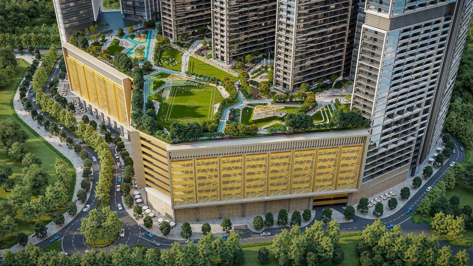 Sobha Central podium amenities deck