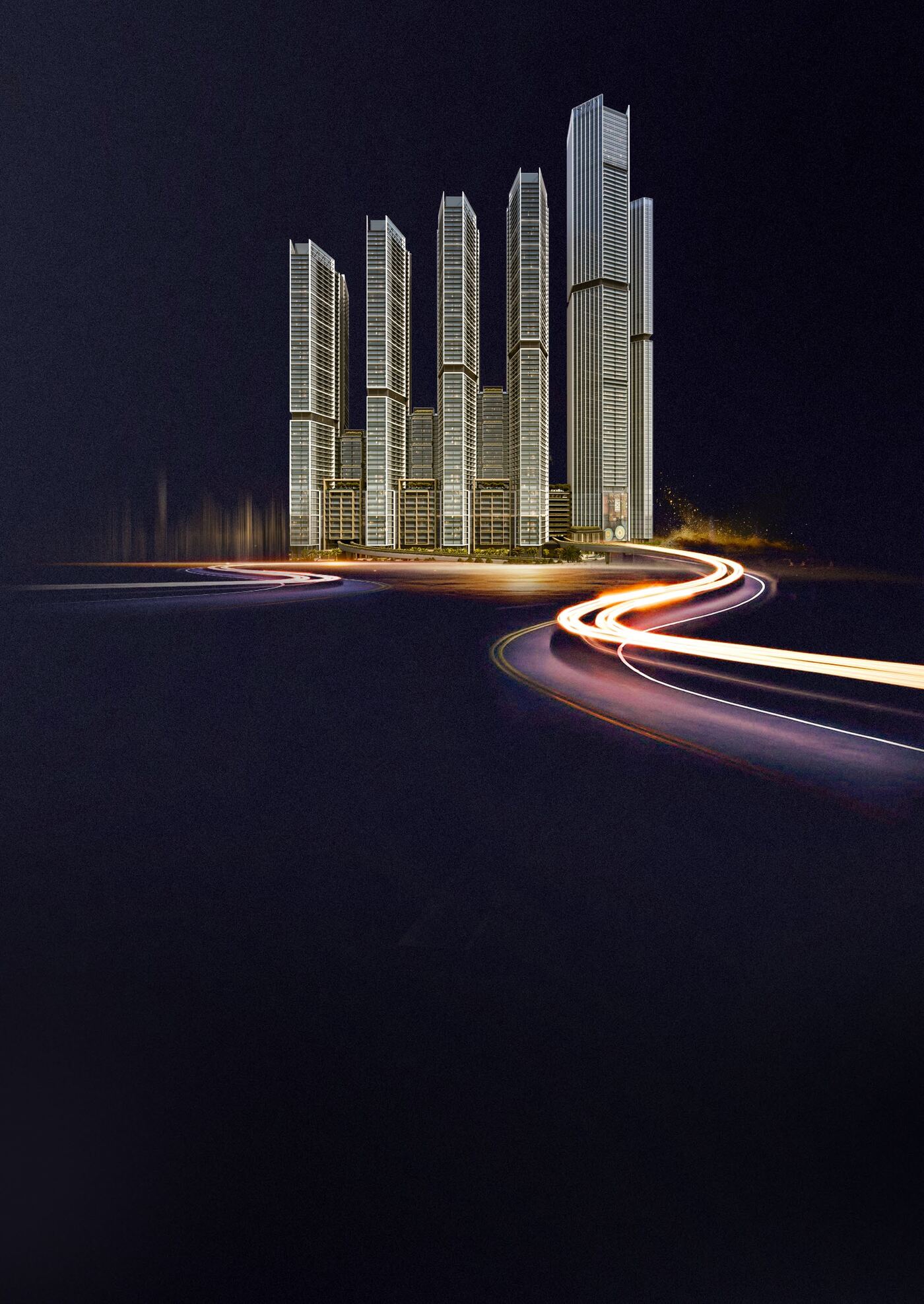 Sobha Central skyline at night